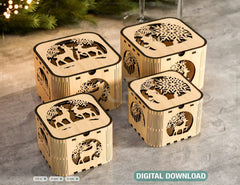 Christmas Template Decorative Wooden New Year Gift Box laser cut Jeweler Case Digital Download |#U323|