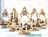 Christmas Tree Shaped Ornaments Tree Decorations Craft Standing New Year tree Snowy Scene Deer New Year Laser cut Digital Download |#U325| VectorPort