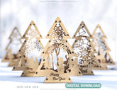 Christmas Tree Shaped Ornaments Tree Decorations Craft Standing New Year tree Snowy Scene Deer New Year Laser cut Digital Download |#U326| VectorPort