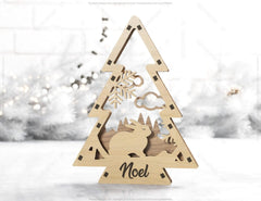 Christmas Tree Shaped Ornaments Tree Decorations Craft Standing New Year tree Snowy Scene Deer New Year Laser cut Digital Download |#U328| VectorPort