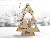Christmas Tree Shaped Ornaments Tree Decorations Craft Standing New Year tree Snowy Scene Deer New Year Laser cut Digital Download |#U330|