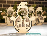 Snowman Shaped Ornaments Tree Decorations Craft Standing Snowman Year tree Snowy Scene Deer New Year Laser cut Digital Download |#U331| VectorPort