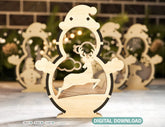 Snowman Shaped Ornaments Tree Decorations Craft Standing Snowman Year tree Snowy Scene Deer New Year Laser cut Digital Download |#U332| VectorPort