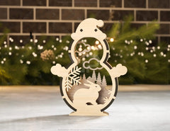 Snowman Shaped Ornaments Tree Decorations Craft Standing Snowman Year tree Snowy Scene Deer New Year Laser cut Digital Download |#U332| VectorPort