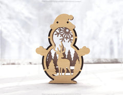 Snowman Shaped Ornaments Tree Decorations Craft Standing Snowman Year tree Snowy Scene Deer New Year Laser cut Digital Download |#U333| VectorPort