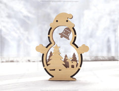 Snowman Shaped Ornaments Tree Decorations Craft Standing Snowman Year tree Snowy Scene Deer New Year Laser cut Digital Download |#U333| VectorPort