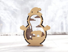 Snowman Shaped Ornaments Tree Decorations Craft Standing Snowman Year tree Snowy Scene Deer New Year Laser cut Digital Download |#U333| VectorPort