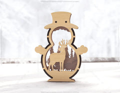 Snowman Shaped Ornaments Tree Decorations Craft Standing Snowman Year tree Snowy Scene Deer New Year Laser cut Digital Download |#U334| VectorPort