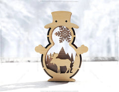Snowman Shaped Ornaments Tree Decorations Craft Standing Snowman Year tree Snowy Scene Deer New Year Laser cut Digital Download |#U334| VectorPort