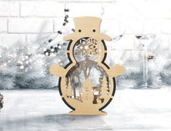 Snowman Shaped Ornaments Tree Decorations Craft Standing Snowman Year tree Snowy Scene Deer New Year Laser cut Digital Download |#U335| VectorPort