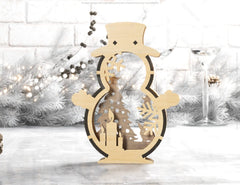 Snowman Shaped Ornaments Tree Decorations Craft Standing Snowman Year tree Snowy Scene Deer New Year Laser cut Digital Download |#U335|