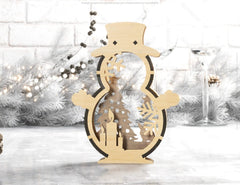 Snowman Shaped Ornaments Tree Decorations Craft Standing Snowman Year tree Snowy Scene Deer New Year Laser cut Digital Download |#U335| VectorPort