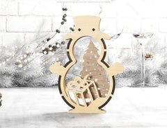 Snowman Shaped Ornaments Tree Decorations Craft Standing Snowman Year tree Snowy Scene Deer New Year Laser cut Digital Download |#U336| VectorPort