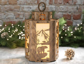 Candle Holder Moose Elk White Bear Mountain scene Table Lamp Night Light Deer Hanging Curved Corner Lantern Digital Download |#U337| VectorPort