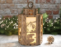 Candle Holder Moose Elk White Bear Mountain scene Table Lamp Night Light Deer Hanging Curved Corner Lantern Digital Download |#U337| VectorPort