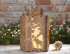 Candle Holder Moose Elk White Bear Mountain scene Table Lamp Night Light Deer Hanging Curved Corner Lantern Digital Download |#U337|