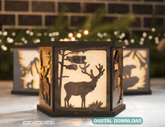 Candle Holder Moose Elk White Bear Mountain scene Table Lamp Night Light Deer Scene Lantern Digital Download |#U338| VectorPort