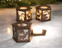 Candle Holder Moose Elk White Bear Mountain scene Table Lamp Night Light Deer Scene Lantern Digital Download |#U338| VectorPort