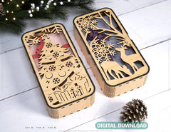 Christmas Gift Box Decorative Box Wooden New Year Gift Box laser cut Jeweler Case Digital Download |#U340| VectorPort