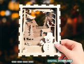 Christmas Multilayer Christmas Gift Ornament Snowman Deer Forest Scene Decorative Wooden Layered New Year laser cut Digital Download |#U341| VectorPort
