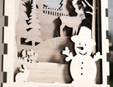 Christmas Multilayer Christmas Gift Ornament Snowman Deer Forest Scene Decorative Wooden Layered New Year laser cut Digital Download |#U341|