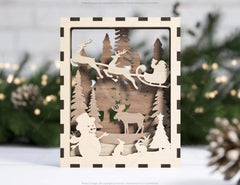 Christmas Multilayer Christmas Gift Ornament Snowman Deer Forest Scene Decorative Wooden Layered New Year laser cut Digital Download |#U342| VectorPort