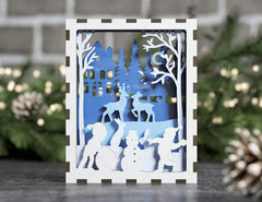 Christmas Multilayer Christmas Gift Ornament Snowman Deer Forest Scene Decorative Wooden Layered New Year laser cut Digital Download |#U343| VectorPort
