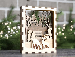 Christmas Multilayer Christmas Gift Ornament Snowman Deer Forest Scene Decorative Wooden Layered Digital Download |#U344|