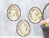 3D Easter Laser Cut Hanging Ornaments Egg Rabbits SVG layered Decor, Floral Bunny multilayer Digital Download |#U346| VectorPort
