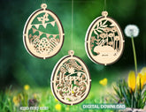 3D Easter Laser Cut Hanging Ornaments Egg Rabbits SVG layered Decor, Floral Bunny multilayer Digital Download |#U347| VectorPort