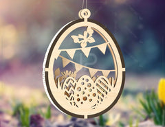 3D Easter Laser Cut Hanging Ornaments Egg Rabbits SVG layered Decor, Floral Bunny multilayer Digital Download |#U347|