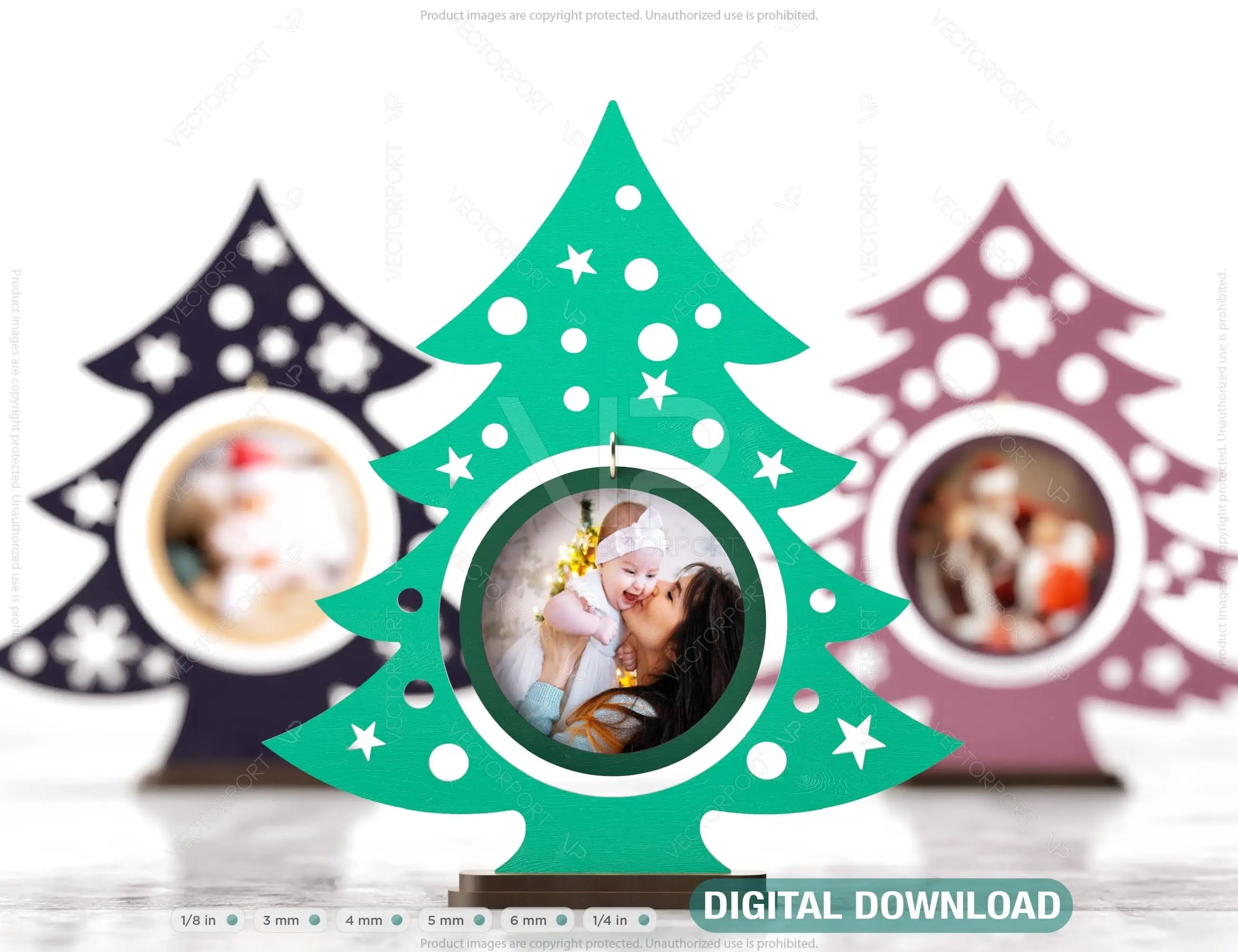 Standing Christmas Tree Photo Frame Tree Decorations Craft Standing New Year Gift Tree Shape Frame Digital Download |#U348| VectorPort