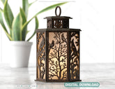 Cardinal Bird Candle Holder with Tree Tealight Lamp Night Light Forest Scene Lantern Digital Download |#U349| VectorPort