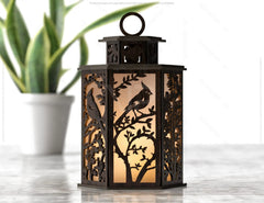 Cardinal Bird Candle Holder with Tree Tealight Lamp Night Light Forest Scene Lantern Digital Download |#U349| VectorPort