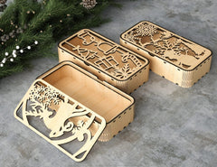 Christmas Gift Box Decorative Box Wooden New Year Gift Box laser cut Jeweler Case Digital Download |#U350| VectorPort