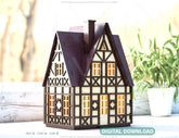 Scandinavian Nordic Miniature 3D House Laser cut file Christmas Garden House Digital Download |#U353|