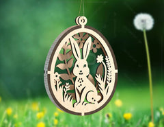 3D Easter Laser Cut Hanging Ornaments Egg Rabbits SVG layered Decor, Floral Bunny multilayer Digital Download |#U355| VectorPort