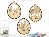 3D Easter Laser Cut Hanging Ornaments Egg Rabbits SVG layered Decor, Floral Bunny multilayer Digital Download |#U357|