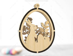 3D Easter Laser Cut Hanging Ornaments Egg Rabbits SVG layered Decor, Floral Bunny multilayer Digital Download |#U357|