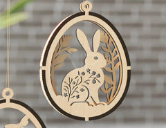 Easter Egg Hanging Ornaments Laser Cut Egg Rabbits SVG layered Decor, Floral Bunny multilayer Digital Download |#U358| VectorPort