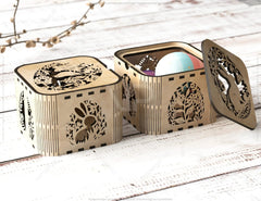 Easter Elegance: Laser-Cut Box Design for Stylish Decor and Thoughtful Gifts, Bunny and Egg Easter theme box Digital Download |#U361| VectorPort