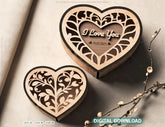 Heart shape Laser cut wooden gift box for Valentine’s Day, Jewelry case, Romantic Wedding box Digital Download |#U362| VectorPort
