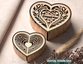 Heart shape Laser cut wooden gift box for Valentine’s Day, Jewelry case, Romantic Wedding box Digital Download |#U364| VectorPort