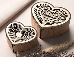 Heart shape Laser cut wooden gift box for Valentine’s Day, Jewelry case, Romantic Wedding box Digital Download |#U364| VectorPort