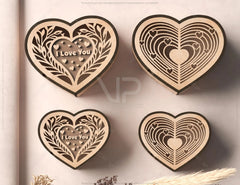 Heart shape Laser cut wooden gift box for Valentine’s Day, Jewelry case, Romantic Wedding box Digital Download |#U364| VectorPort
