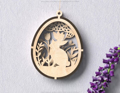Easter Egg Hanging Ornaments Laser Cut Egg Rabbits SVG layered Decor, Floral Bunny multilayer Digital Download |#U365| VectorPort