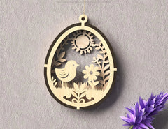 Easter Egg Hanging Ornaments Laser Cut Egg Rabbits SVG layered Decor, Floral Bunny multilayer Digital Download |#U366| VectorPort