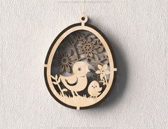 Easter Egg Hanging Ornaments Laser Cut Egg Rabbits SVG layered Decor, Floral Bunny multilayer Digital Download |#U367| VectorPort