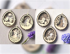 Easter Elegance Mega Bundle, Layered Bunny and Egg Hanging Ornaments SVG Set, Laser-Cut Egg Hanging Ornaments Floral Bunny Digital Download |#U368|