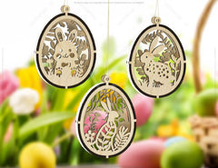 Easter Elegance Mega Bundle, Layered Bunny and Egg Hanging Ornaments SVG Set, Laser-Cut Egg Hanging Ornaments Floral Bunny Digital Download |#U368| VectorPort